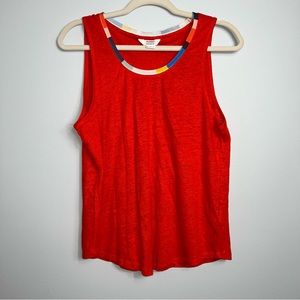 &Splendid X Margherita ciao Bella linen tank top Anthro summer red colorful trim